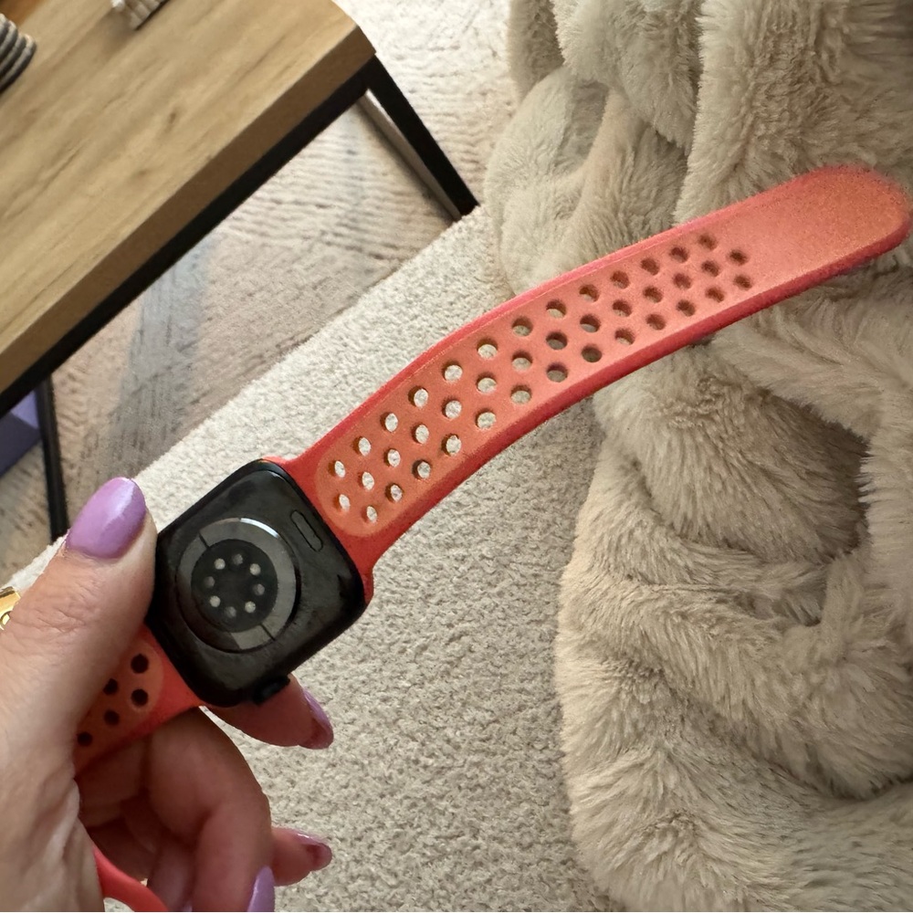 Apple Watch Series 7 with Pink and Black Band - Picture 2 of 3